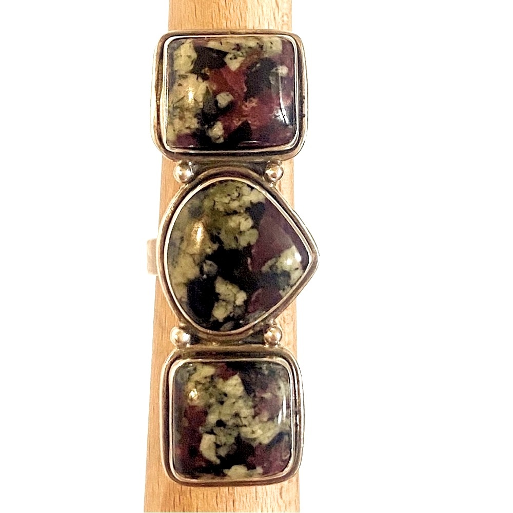 Dragon Stone Eudalite Silver Crawler Ring